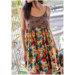 Natural Life Gigi Mix Print Floral Mini Dress Small Sleeveless